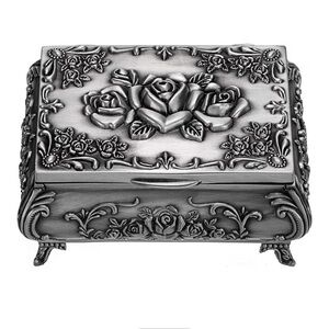 🆕 Vintage Metal Jewelry Box Small Trinket Jewelry Storage box